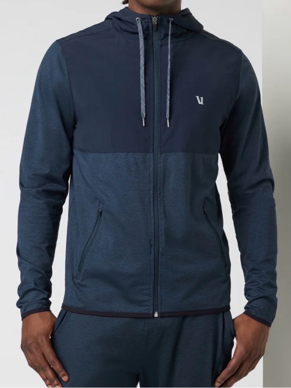 Vuori Men's Sunday Element Jacket Small Ink Heather Navy Hooded Athletic